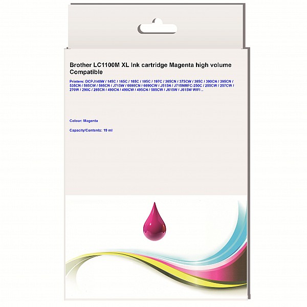 Huismerk Brother LC-1100M XL inktcartridge magenta hoog volume Huismerk Brother LC-1100M XL inktcartridge magenta hoog volume