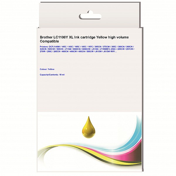 Huismerk Brother LC-1100Y XL inktcartridge geel hoog volume Huismerk Brother LC-1100Y XL inktcartridge geel hoog volume