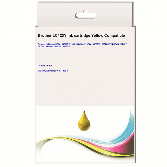 Huismerk Brother LC-123Y inktcartridge geel Huismerk Brother LC-123Y inktcartridge geel