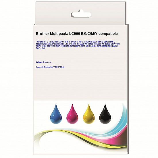 Huismerk Brother LC900 BK/C/M/Y Multipack inktcartridges Huismerk Brother LC900 BK/C/M/Y Multipack inktcartridges