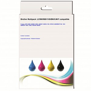 Huismerk Brother LC-980/LC-985/LC-1100/BK/C/M/Y Multipack inktcartridges