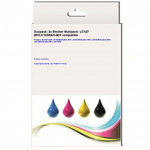 Huismerk 2x Brother LC-127 BK/LC-125BK/C/M/Y 4 kleuren Multipack inktcartridges