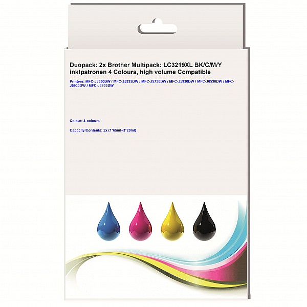 Huismerk 2x Brother LC-3219XL BK/C/M/Y 4 kleuren hoog volume Multipack inktcartridges Huismerk 2x Brother LC-3219XL BK/C/M/Y 4 kleuren hoog volume Multipack inktcartridges