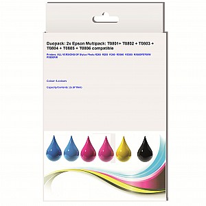 Huismerk 2x Epson T0801 / T0802 / T0803 / T0804 / T0805 / T0806 6 kleuren Multipack inktcartridges