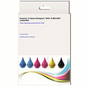 Huismerk 2x Epson Multipack: T2431 XLBK/C/M/Y