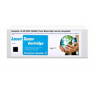 Huismerk 2x HP 507X (CE400X) toner zwart hoog volume