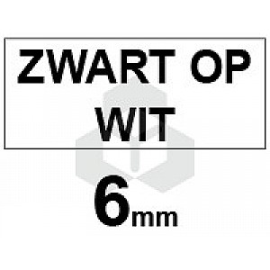 Huismerk Dymo 1805442 IND Rhino tape permanent polyester zwart op wit 6 mm