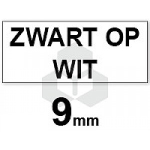 Huismerk Dymo S0718580 / 18443 IND Rhino tape vinyl zwart op wit 9 mm