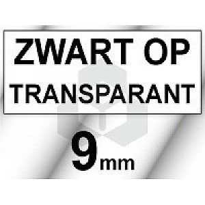 Huismerk Dymo S0720670 / 40910 tape zwart op transparant 9 mm
