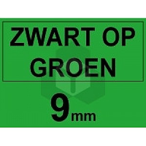 Huismerk Dymo S0720740 / 40919 tape zwart op groen 9 mm
