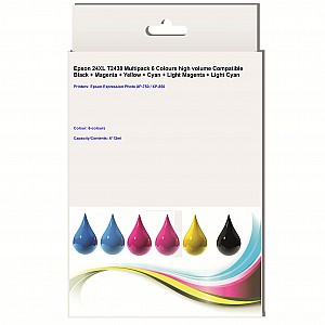 Huismerk Epson 24XL (T2438) 6 kleuren hoog volume zwart / magenta / geel / cyaan / licht magenta / licht cyaan Multipack inktcartridges
