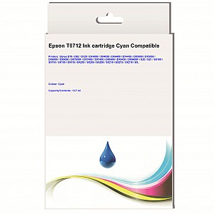 Huismerk Epson T0712 inktcartridge cyaan Huismerk Epson T0712 inktcartridge cyaan