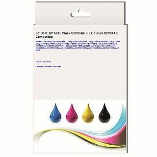 Compatible with HP 62XL 2 x Black/Colour Multipack (C2P05AE