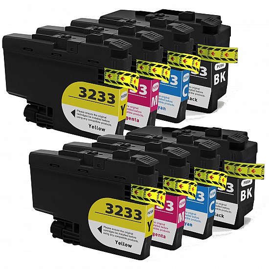 Huismerk 2x Brother LC3233 BK/C/M/Y 4 kleuren Multipack inktcartridges