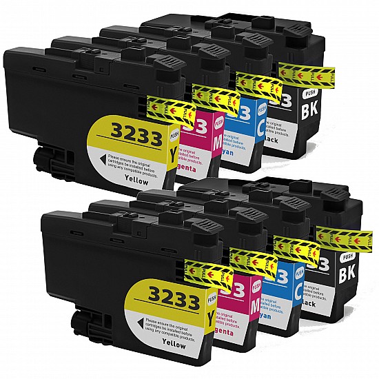 Huismerk 2x Brother LC3233 BK/C/M/Y 4 kleuren Multipack inktcartridges Huismerk 2x Brother LC3233 BK/C/M/Y 4 kleuren Multipack inktcartridges