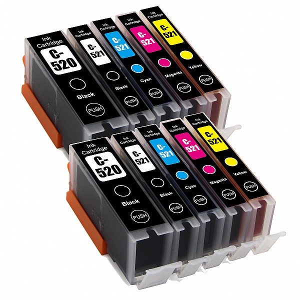 Huismerk 2x Canon PGI-520 BK / CLI-521 BK/C/M/Y 5 kleuren Multipack inktcartridges