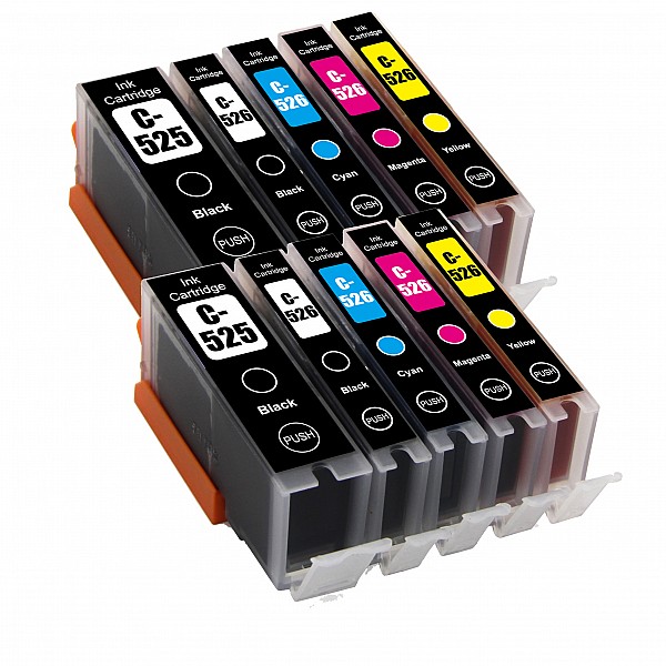Huismerk 2x Canon PGI-525PG BK / CLI-526 BK/C/M/Y 5 kleuren Multipack inktcartridges