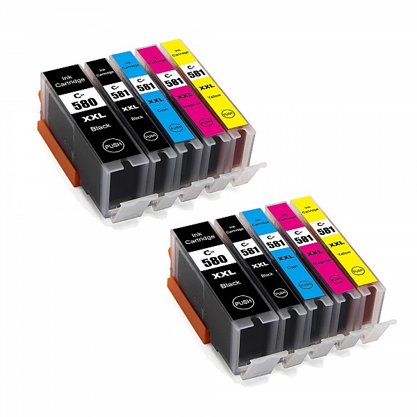 Huismerk 2x Canon PGI-580 XXLBK/ CLI-581 XXLBK/C/M/Y 5 kleuren Multipack inktcartridges
