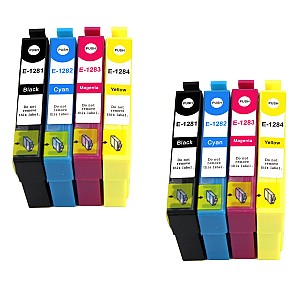 Huismerk 2x Epson T1285 XLBK/C/M/Y 4 kleuren zwart, cyaan, magenta, geel Multipack inktcartridges