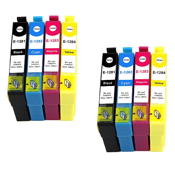 Huismerk 2x Epson T1285 XLBK/C/M/Y 4 kleuren zwart, cyaan, magenta, geel Multipack inktcartridges