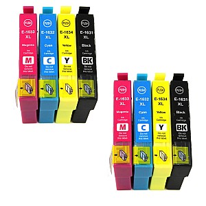 Huismerk 2x Epson T1636 XLBK/C/M/Y 4 kleuren zwart, cyaan, magenta, geel Multipack inktcartridges