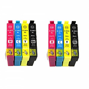 Huismerk 2x Epson 18XL (T1816) XLBK/C/M/Y 4 kleuren zwart, cyaan, magenta, geel, hoog volume Multipack inktcartridges