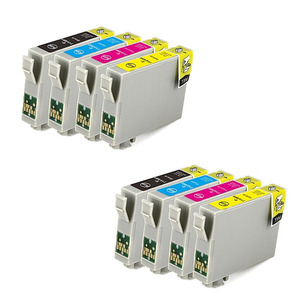 Huismerk 2x Epson T0711 XLBK/C/M/Y 4 kleuren zwart, cyaan, magenta, geel Multipack inktcartridges