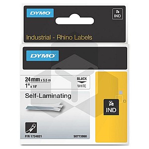 Dymo 1734821 IND Rhino zelflaminerend zwart op wit 24 mm (origineel)