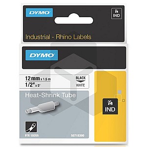 Dymo 18055 IND Rhino tape krimpkous zwart op wit 12 mm (origineel)