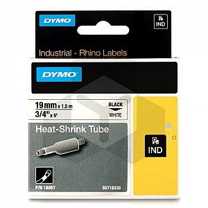 Dymo 18057 IND Rhino tape krimpkous zwart op wit 19 mm (origineel)