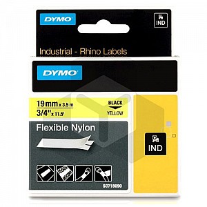 Dymo 18491 IND Rhino tape flexibel nylon zwart op geel 19 mm (origineel)