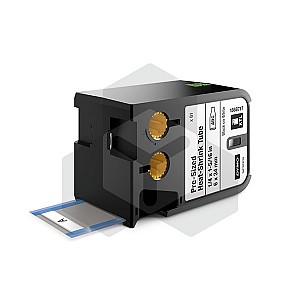 Dymo 1868717 XTL voorgesneden krimpkous tape zwart op wit 6 x 34 mm (origineel)