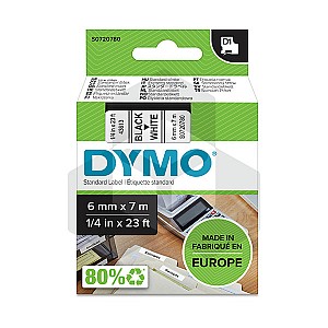 Dymo 43613 tape zwart op wit 6 mm (origineel)
