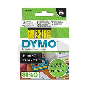 Dymo 43618 tape zwart op geel 6 mm (origineel)