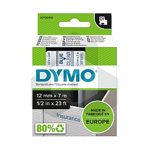 Dymo 45011 tape blauw op transparant 12 mm (origineel)