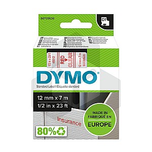 Dymo 45012 tape rood op transparant 12 mm (origineel)