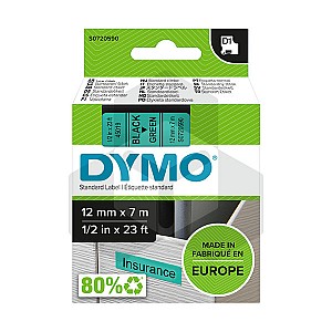 Dymo 45019 tape zwart op groen 12 mm (origineel)