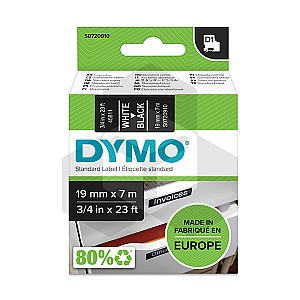 Dymo 45811 tape wit op zwart 19 mm (origineel)