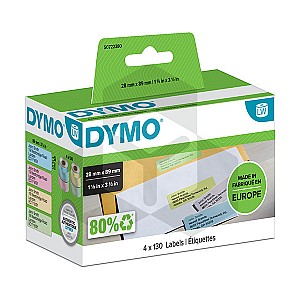 Dymo 99011 etiketten geel, roze, blauw en groen (origineel)