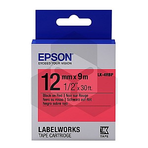 Epson LK-4RBP tape zwart op pastel rood 12 mm (origineel)