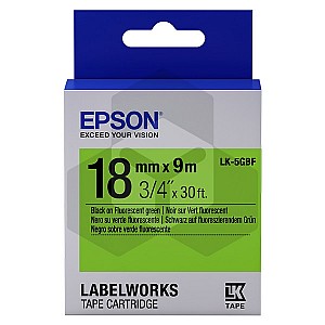 Epson LK-5GBF tape zwart op fluorescerend groen 18 mm (origineel)