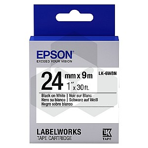 Epson LK-6WBN standard tape zwart op wit 24 mm (origineel)