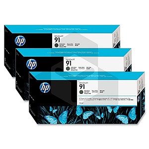HP 91 (C9480A) inktcartridge mat zwart 3-pak (origineel)