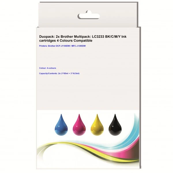 Huismerk 2x Brother LC-3233 BK/C/M/Y 4 kleuren Multipack inktcartridges Huismerk 2x Brother LC-3233 BK/C/M/Y 4 kleuren Multipack inktcartridges