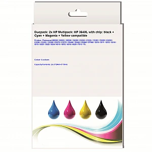 Huismerk 2x HP 364XL met chip Multipack: zwart / cyaan / magenta / geel inktcartridges