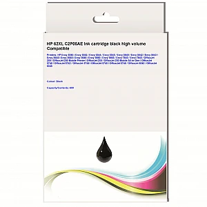 Huismerk HP 62XL (C2P05AE) inktcartridge zwart hoog volume