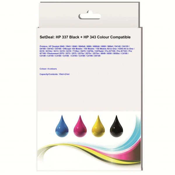 Huismerk HP 337 zwart / HP 343 kleur Multipack inktcartridges Huismerk HP 337 zwart / HP 343 kleur Multipack inktcartridges