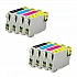 Huismerk 2x Epson T0711 XLBK/C/M/Y 4 kleuren zwart, cyaan, magenta, geel Multipack inktcartridges