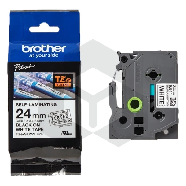 Brother TZe-SL251 zelflaminerend tape zwart op wit 24 mm (origineel)