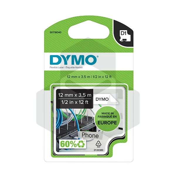 Dymo 16957 tape flexibel nylon 12 mm (origineel) Dymo 16957 tape flexibel nylon 12 mm (origineel)